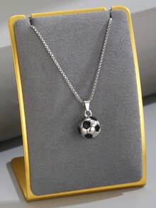 1 件装男孩嘻哈足球吊坠不锈钢盒链项链适合儿童街头派对节日运动首饰适合足球爱好者礼物 - 彩色 - 查看 7