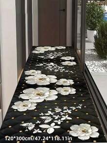 1pc White Floral Area Rug, Long Runner Rug, In-Style Rug, Hallway Carpet, Decorative Rug, Sofa Seat Rug, Thick Pile Rug, Home Decor Room Accessory, Living Room Rug, Bedroom Rug, Entryway Rug, Kitchen Rug, Bathroom Rug, Study Rug - Multicolor - View 6