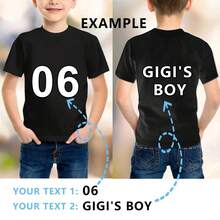 Customized Letter Print Round Neck Short Sleeve T-Shirt For Boys - Black - View 7