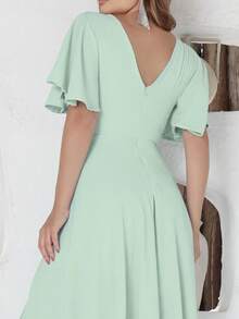 Vestido Longo Verde Menta Mangas Evasê Serena NM Nana Marie - Verde Menta - Visão 3