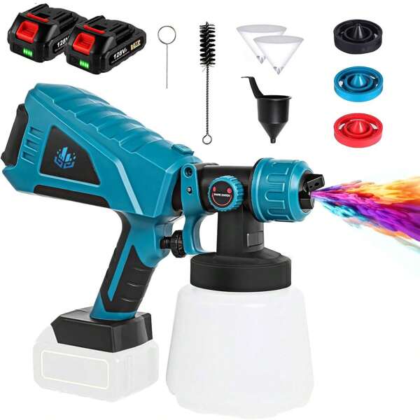 1PCS Electric Paint Sprayer With 3 Nozzles Cordless Suction Type One-Key Switch  for Garden Flower Door Window Wall Fence Floor Ceiling
