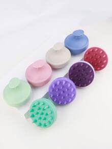 1 件头皮按摩发刷，硅胶头皮清洁刷，用于去屑和促进头发生长，返校、旅行度假必备，女士发饰 - 彩色 - 查看 3