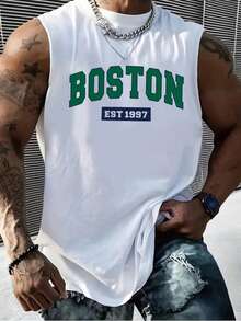 夏季男士修身针织无袖上衣，圆领弹力面料，涤纶材质。 - 彩色 - 查看 1