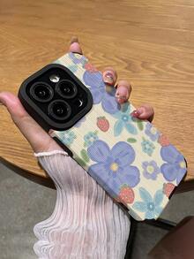花朵手机壳 1 件花卉图案软彩绘风格手机壳，适用于苹果等机型防水防震防摔防刮 - 彩色 - 查看 5