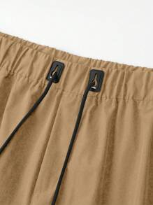 Pantalones cortos cargo informales de pierna ancha con cordón en la cintura para hombres de talla grande