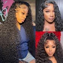 bling hair Parrucche frontali in pizzo a onde profonde Capelli umani 13x6 13x4 Parrucche frontali in pizzo Capelli umani 180 Densità Pre-pizzicate Parrucche frontali in pizzo riccio profondo per donne Parrucca a onde profonde senza colla con capelli per bambini Colore naturale