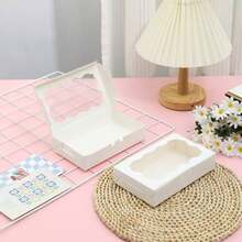 15 piezas de Cajas para Galletas con Ventana Transparente, Cajas Blancas para Postres de Panadería, Contenedores Premium para Pasteles, Tartas, Dulces - Blanco - Ver 5