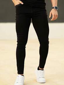 Men's Slim Fit Blue Ripped Stretch Denim Jeans
