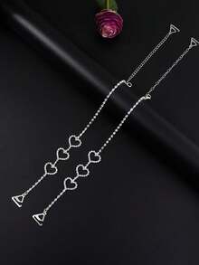 2 件/对可调节水晶心形胸罩肩带饰品，女士胸罩肩链配饰 - 彩色 - 查看 4