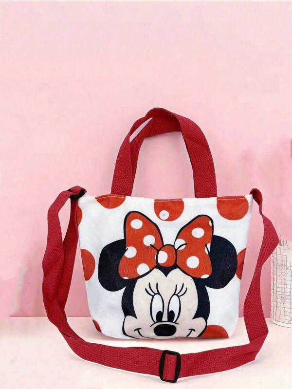 Disney 1 pieza Bolso bandolera con estampado de Minnie de Disney para niños, apropiado para la escuela, salidas, viajes, regalo para niños