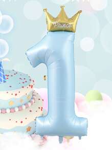 23pcs/Set Blue Pink Crown Number 1 To 9 Balloons Upright 1st Birthday Party Decorations Baby Shower Balloon