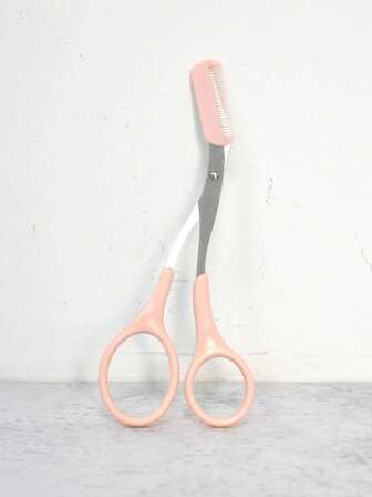 Pink Eyebrow Scissors And Comb Set, Eyebrow Trimmer, Makeup Scissors, Grooming Kit For Home Use