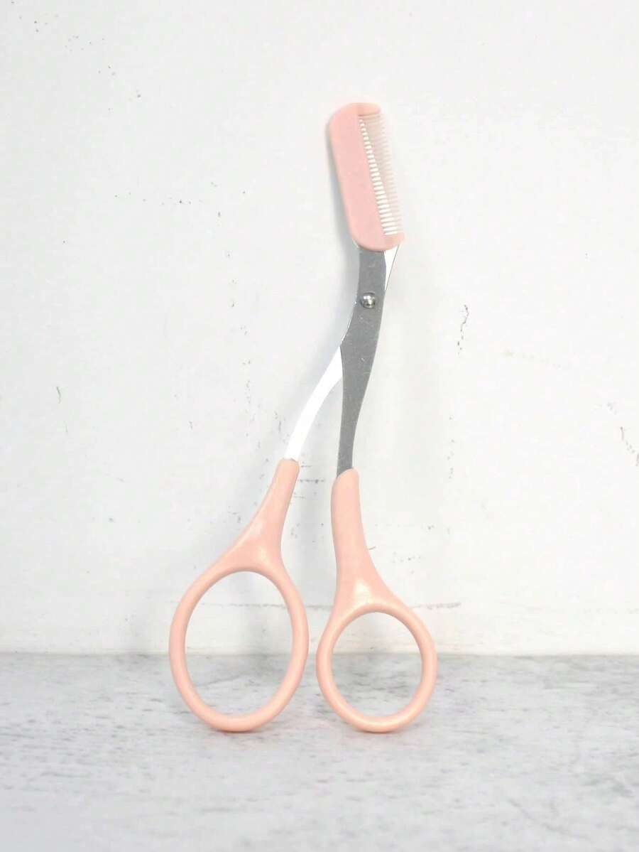 Pink Eyebrow Scissors And Comb Set, Eyebrow Trimmer, Makeup Scissors, Grooming Kit For Home Use - Multicolor - View 1