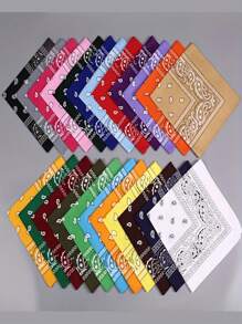 12 pièces/6 pièces/1 pièce Bandana classique à imprimé cachemire, foulard carré vintage en polyester, fichu, convient pour le printemps, l'été, l'automne et l'hiver