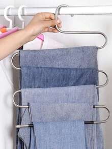 1 Piece 5-Layer Multifunction S Motorcycle S-Shaped Pants Hanger With PVC Coating, Spring, Minimalism, Summer Top - Multicolor - View 2