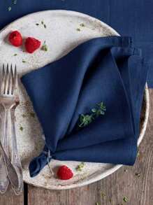 2/6/12pcs Modern Simple Navy Blue Soft Absorbent Dining Room Home Party Decorative Wrinkle Square Napkins, Suitable For Restaurants, Banquets, Holidays