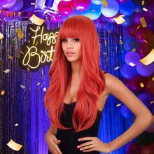 26inch Long Middle Part Wig With Bang Synthetic Fiber Natural Synthetic Wig For Daily Use Party Dating - Dirty Orange - View 8