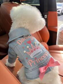 1pc Pet Clothes, Fashionable Casual & Cute Outfit For Small Dogs & Puppies, Comfortable Princess Jacket - Blue - View 3
