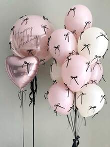 1 Set - 16pcs, 18" Bubble Balloon Kit, Pink & Black Bow Decor, Birthday, Proposal, Bachelor Party, Holiday Party Scene Decoration - Multicolor - View 3