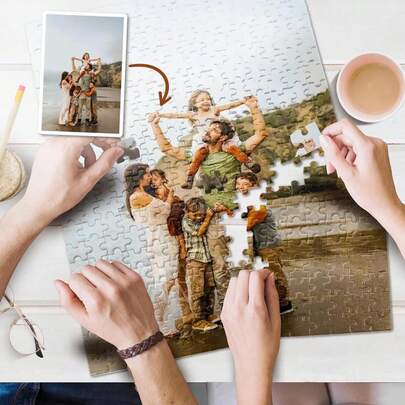 1 Set Customizable Photo Puzzle, Support Photo, Text/Font/Color Customization, Suitable For Any Image Like Pets, Family, Loved Ones, Friends, Cartoons, Games, Or Input Your Secret Message. Fun Gift For Christmas, New Year, Valentine's Day, Father's Day Or Mother's Day, Great Family Activity