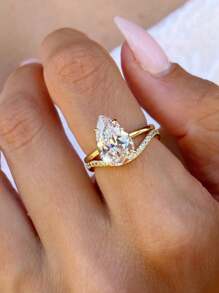 1 Stück 925 Sterling Silber Brillant 1/2/5 Karat Tropfenschliff Ring Verlobungsring Ehering für Frauen Versprechen Ring Ewigkeitsring Schmuckgeschenk
