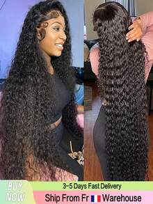 bling hair Parrucche frontali in pizzo a onde profonde Capelli umani 13x6 13x4 Parrucche frontali in pizzo Capelli umani 180 Densità Pre-pizzicate Parrucche frontali in pizzo riccio profondo per donne Parrucca a onde profonde senza colla con capelli per bambini Colore naturale