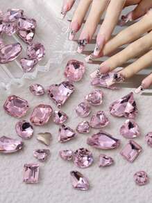 70 pezzi Decorazioni per unghie a forma di cuore tridimensionale, diamanti in vetro finti per arte di unghie, accessori per unghie, decorazioni a cuore, forniture per manicure, elementi essenziali per nail salon e nail tech