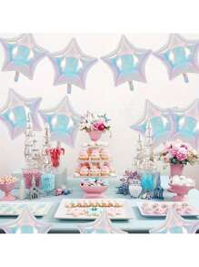 5pcs/Set 18-Inch Rainbow Star Shaped Foil Balloons - Transparent Pastel Colors, Suitable For Valentine's Day, Wedding, Birthday, Anniversary And Party Decoration, Celebration Events | Rainbow Decorations | Reflective Surface, Birthday Balloons