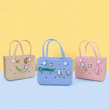 Miniso Snoopy Series Multifunctional Hole Punch Tote Bag, Adorable Cartoon Decoration, Multiple Color Options,Great Gift (1 PC) - Pink - View 3