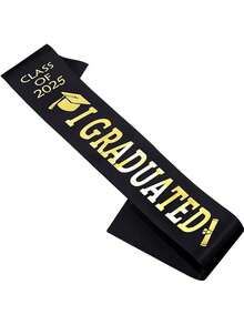 1/4/6pcs Class Of 2025 Sash Finally Graduated 2025 Senior Cheerleader Satin Sash With Gold Letters For Celebration Graduation Party - Multicolor - View 9