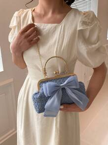 New Sequin Chain Evening Clutch Bag, Women Fashion Celebrity Party Purse, Solid Color Crossbody Handbag