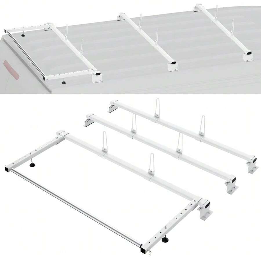 Ladder Rack For Transit Custom 2013 To 2024 Van Roof Cargo Carrier System - White - View 1