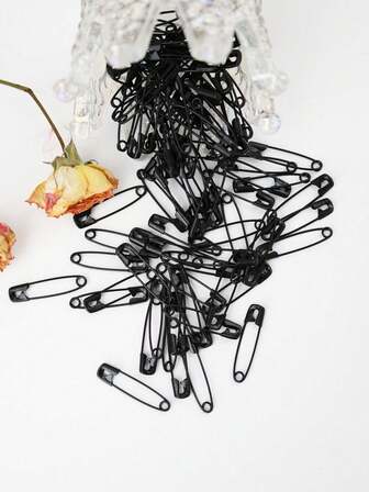 1 set (100 st) - Svart och vit nålfästningsstift, lämplig för produktion, sömnad och sömnad. Böjd nål, silverfärgad nål, bekväm, hållbar, lös, robust och rostfri.