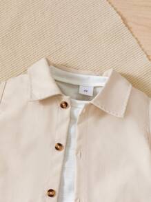BrownBark Set de 3 piezas de ropa casual versátil para niños pequeños - Camiseta de manga corta de unicolor + Chaqueta sin mangas + Pantalones cargo casuales