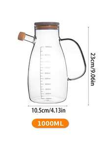 1 个 1000 毫升高硼硅玻璃橄榄油瓶，家用厨房油分配器瓶，带测量刻度，防漏，用于储存油、醋、酱油、露营、户外烧烤 - 無色 - 查看 8