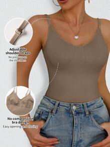 Women's Seamless Shapewear Cami, Sexy U-Neck Backless Bodycon Slimming Tank Top, Waist & Tummy Control, Without Padding
