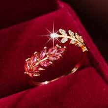 1 szt. Modny pierścień z otwartymi zębami i zieloną cyrkonią sześcienną