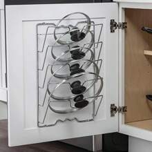 1 pièce Organisateur de couvercles de casserole suspendu en métal , Étagère de rangement murale à plusieurs niveaux pour casseroles et couvercles, Accessoire de cuisine gain de place pour la maison et les restaurants