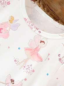 Camisón ignífugo con estampado lindo para niñas, cuello redondo, manga corta, ropa de casa informal, nueva llegada de primavera y verano