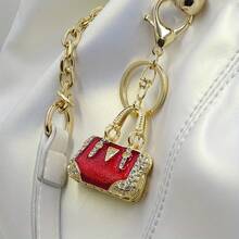 Mini Handbag Enamel Keychain Shiny Rhinestone Key Ring Wallet Bag Backpack Car Pendant Decoration Women's Gift - Họa tiết mây trắng - Xem 10