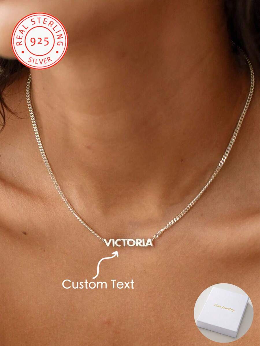 1 pezzo Collana minimalista in argento sterling 925 personalizzata stile egiziano, possibilità di personalizzare con nome in inglese, data, numeri, perfetta per San Valentino, feste, banchetti, anniversari, compleanni, accessorio gioielleria di alta qualità e regalo per donne, forniture scolastiche, per insegnanti, per ragazzi e ragazze, per adolescenti, studenti di scuola media, studenti di scuola superiore, studenti universitari, matricole, studenti del secondo anno, studenti più giovani