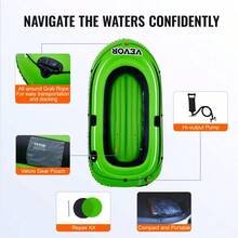 Portable Two Person Fishing Boat With Aluminum Rudder High Performance Pump And Fishing Rod Holder 226kg Load Capacity For Adults And Kids