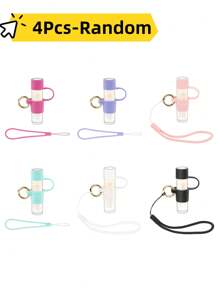 Silicone Holder With Cap Cover, 0.6'' Diameter Portable Lip Balm Holder Key Chain Sleeve Keychain Holder With Wrist Strap Lanyard, Perfect Gifts For Birthdays, Party, Anniversaries, Wedding, Travel, Not Easy To Lose, Lipstick Organizer Gifts For Women,For Holiday Beach, Bathroom Collection, Bedroom Collection, Large Capacity