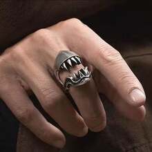 CIREY 1pc Unique Beast Design Versatile Wear Men Couple Ring, Personalized Niche Domineering Retro Versatile Single Ring Accessory - Antique Silver - View 2