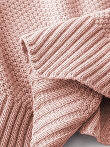 Plus Size Casual Solid Color Crew Neck Knit Sweater Vest - Dusty Pink - View 7