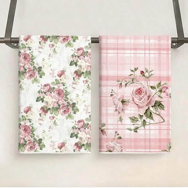 1pc/2pcs Contemporary Floral Wedding Season Hand Towels, Soft & Absorbent Machine Washable Polyester Dishcloth, Perfect For Kitchen Decor, Cooking.Baking, Holiday Decor & Bathroomssentials, TableDecor, Kitchen Supplies, Home Decoration, New Home Bathroom Housewarming Gift, Kitchen Towels