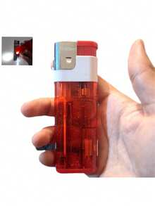 Encendedor Grande Recargable con Lámpara de Luz Led Usa Gas Butano - Rojo - Ver 1