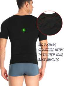 Men Slimming Body Chest Ultra Lift Shaper Compression Undershirt Belly Tank Tops Short Sleeves Muscle Shirts Underwear Training Sports Gym Workout Fitness