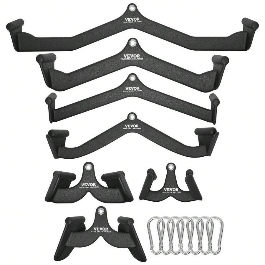 V Bar LAT Pulldown Cable Machine Attachment For Home Gym Strength Training - Black - View 1