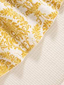 女童热带印花镂空腰部度假无袖吊带裙，夏季 - 芥末黃 - 查看 4